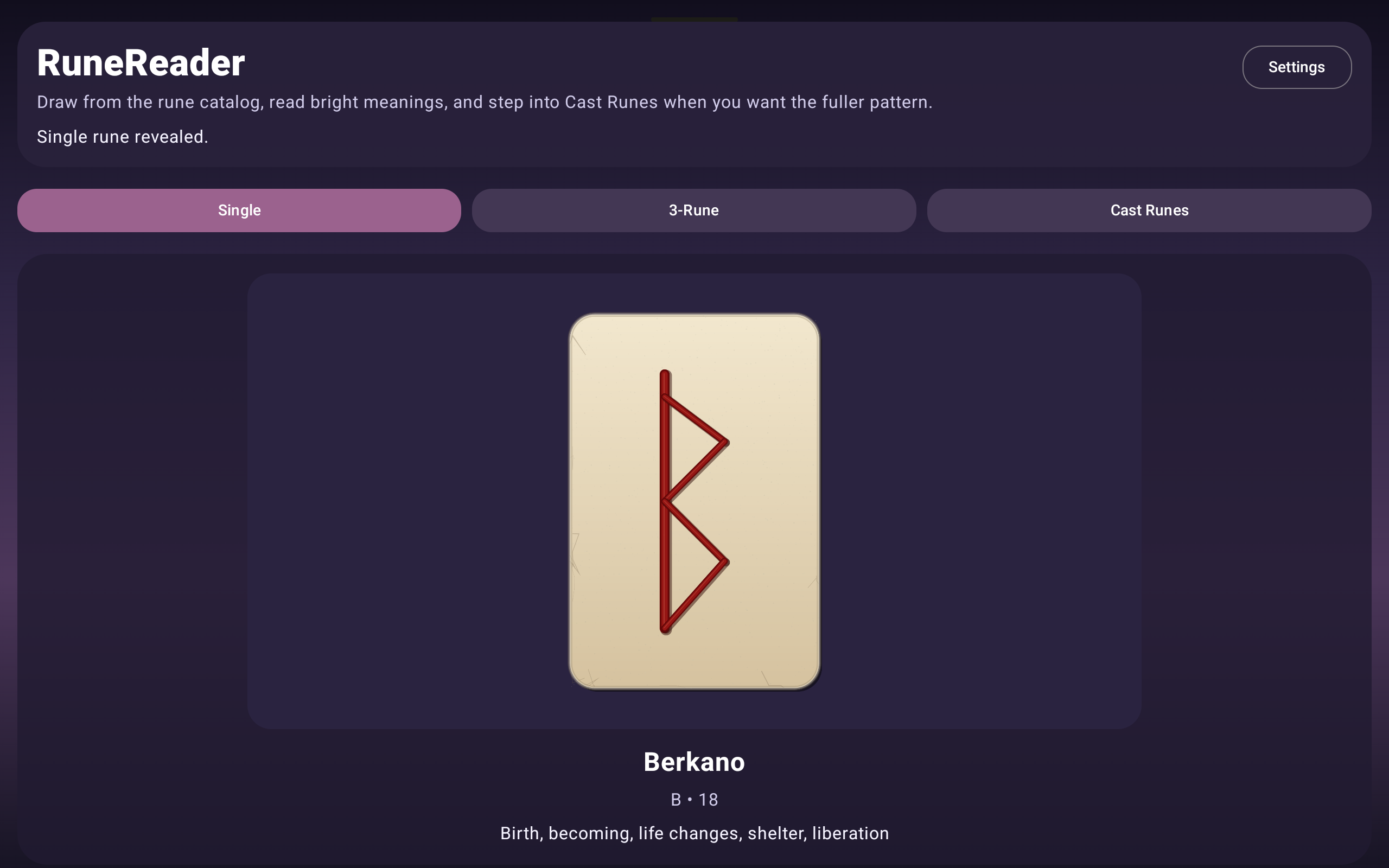 RuneReader tablet single rune screen